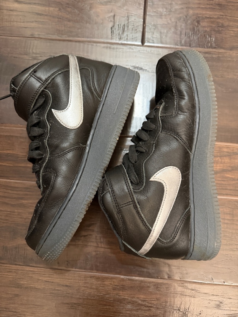 Nike Airforce 1 High Tops Black and clear blue sole